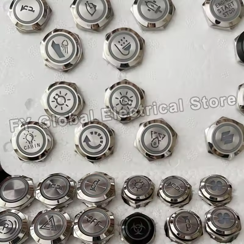 16/19/22mm Customized Metal Push Button Switch with Socket Start Stop For Car Boat Fog Black/Silver Waterproof LED Light 12V 24V - Image 3