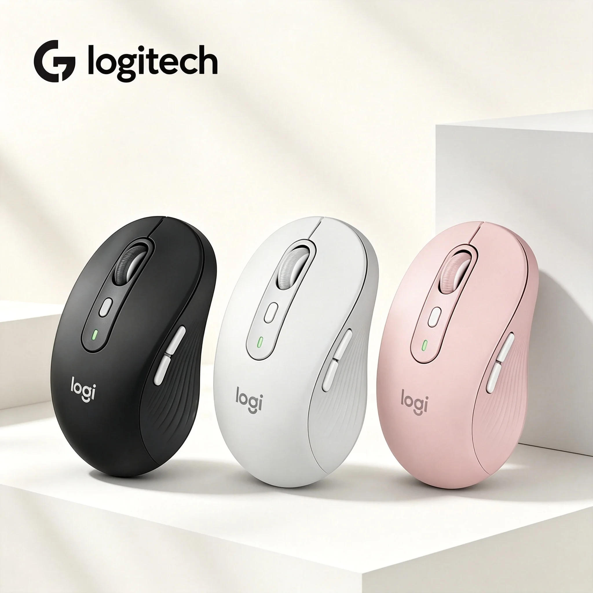 Original Logitech M750 Ergonomic Wireless Mouse Adjustable DPI Level Multi‑Pairing For 3 Devices Soft‑Touch Side Grips Mice Wind