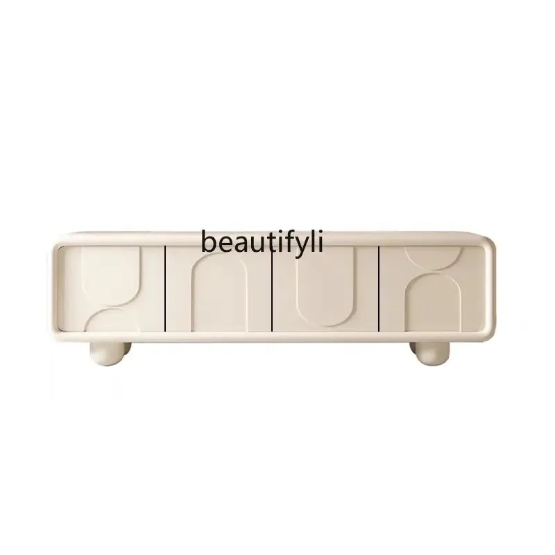 

French Cream TV Cabinet Living Room Small Apartment Audiovisual Cabinet Simple Home Floor Cabinet Complete Set