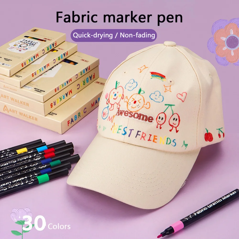 6/8/12/24/30/36/48 Colorful Fabric Markers, Textile Paint Set, Waterproof Long-Lasting Textile Paint, Multiple Colors Available, Suitable for Clothing, Footwear, Canvas Art, Bright Fabric Drawing Pens for Clothes, Canvas Bags, T-Shirts, and Shoes, Holiday Painting