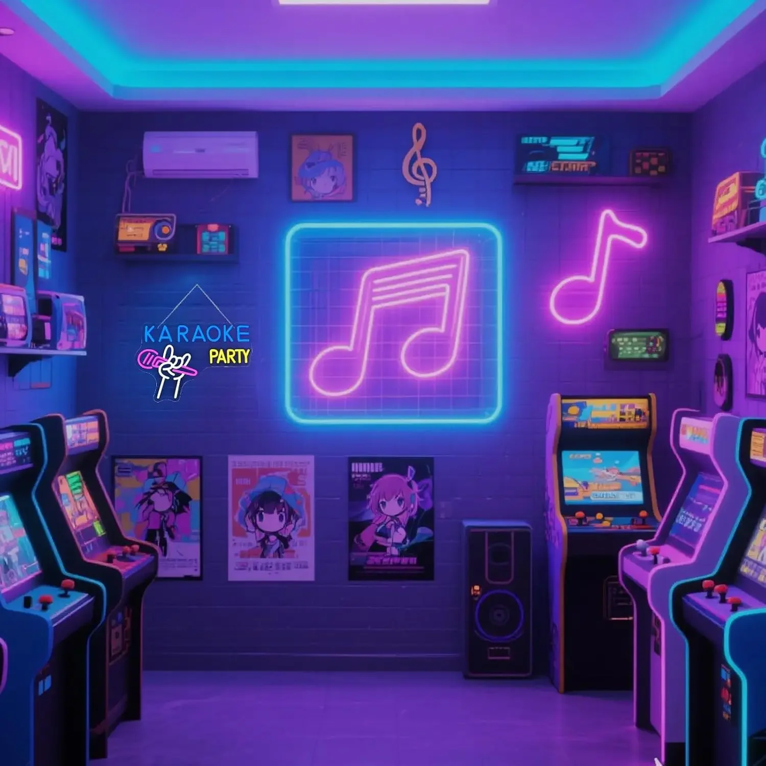 Karaoke Party Microphone Multicolor Neon Sign LED Wall Art USB Powered  Bar Decor KTV Room Storefront Novelty Gift Hanging Light
