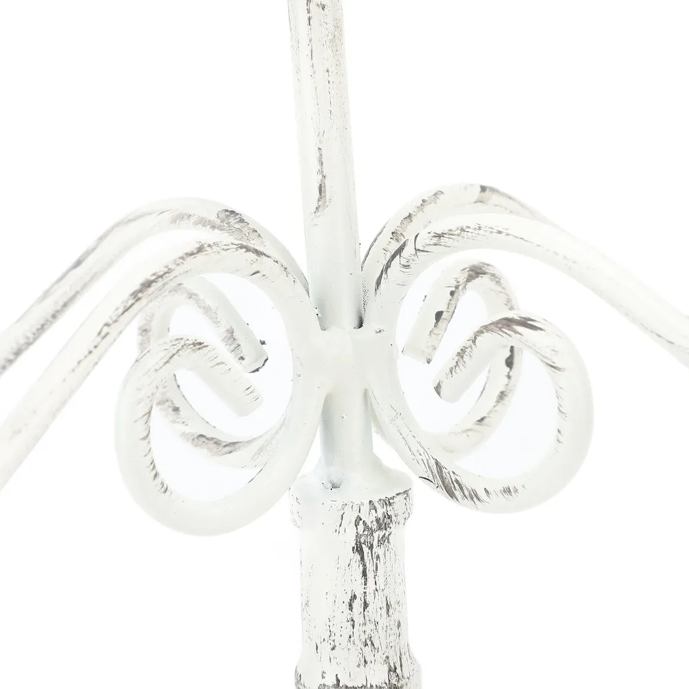 5 Arms Metal Candelabra Cast Iron Round Stable Base Candlestick Holder White Decorative Candle Stand Home Decoration