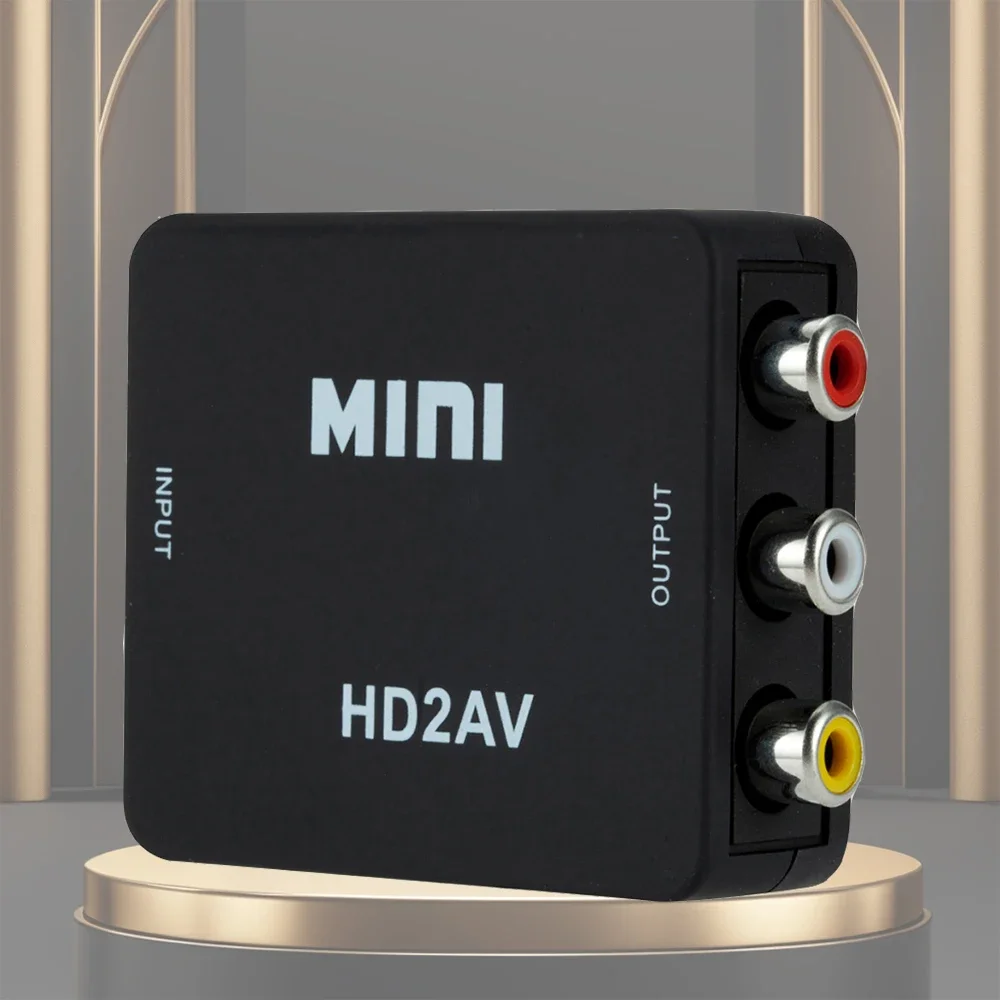 HDMI-Compatible AV Scaler Adapter HD Video Converter Box HDMI-Compatible to RCA AV/CVSB L/R Video 1080P Support NTSC PAL