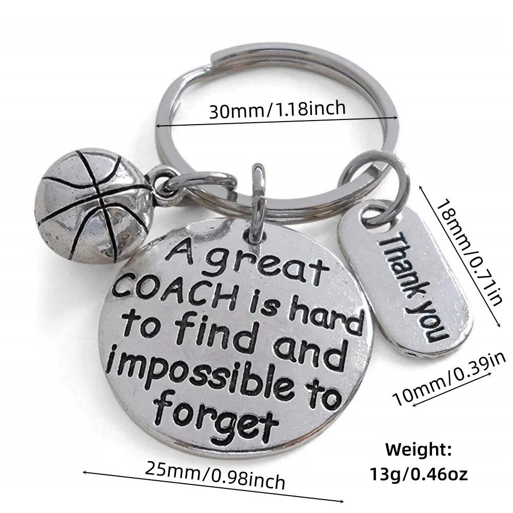 1Pc Creative Thanksgiving Keyring Jewelry Thank You Teacher Coach Basketball Football Volleyball Baseball Glove Charm Keychain