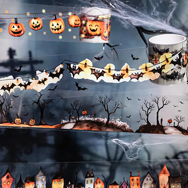 

4 рулона, серия для вечеринок, готическая тема, декоративная лента для домашних животных, материал для блокнота, лента для коллажа, сделай сам, фоторамка, скрапбук, планшетная карта