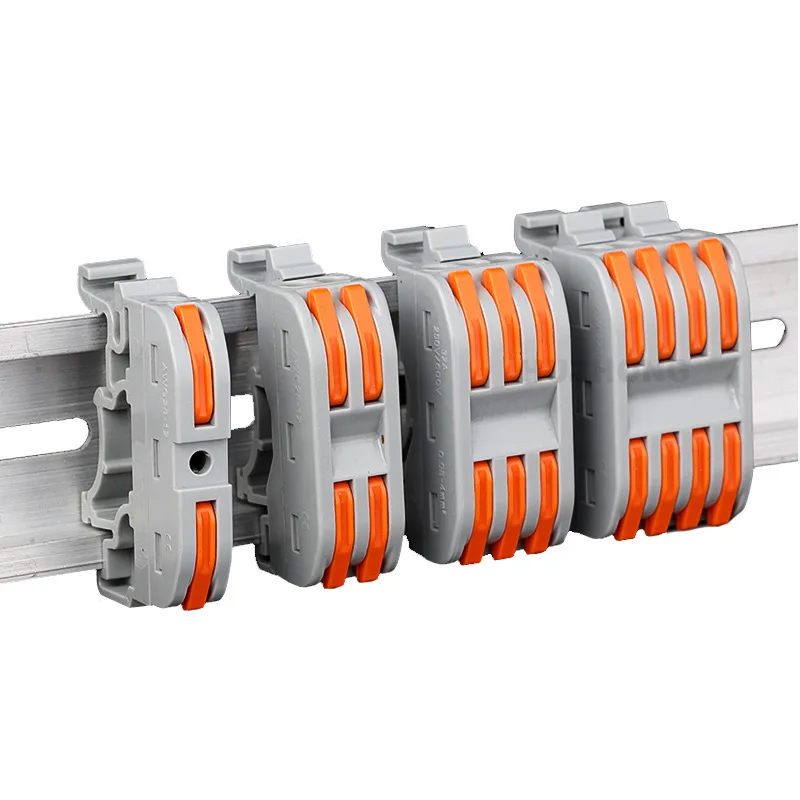 DIN Rail Terminal Blocks DIY Compact Wire Conductor Wiring Connectors for 24-12 AWG Lever Nuts for Solid and Flexible Wires