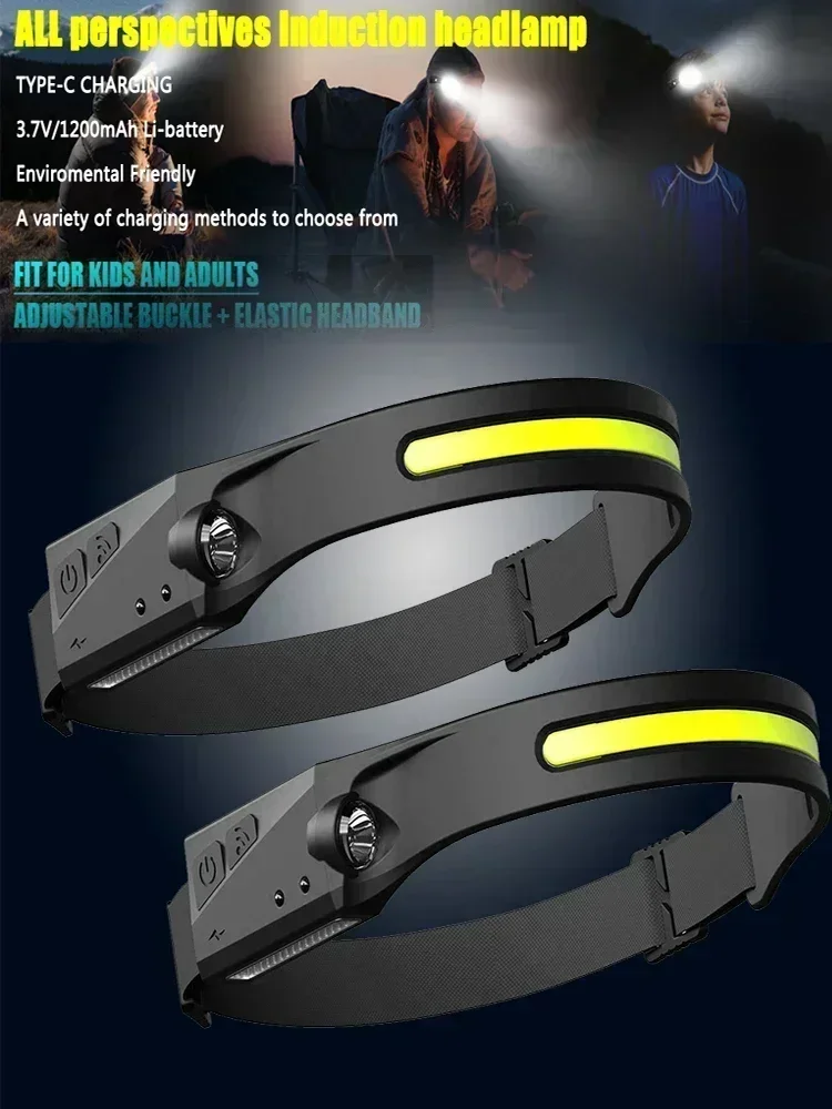 Kdulit 1 ~ 20 pacote led sensor farol bateria embutida usb recarregável à prova dwaterproof água