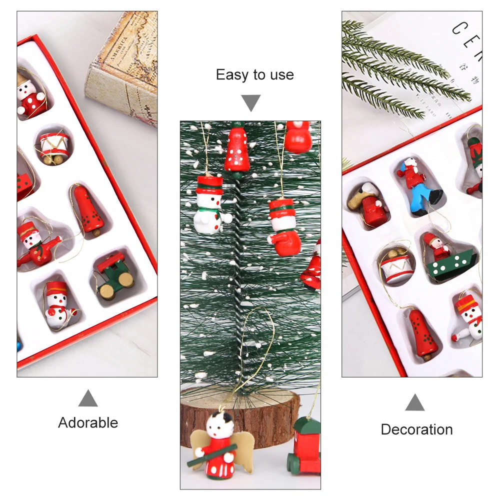 

Hanging Wooden Pendants Adorable Christmas Decor Various Patterns Easy to Use Create Warm Atmosphere Wooden Pendant