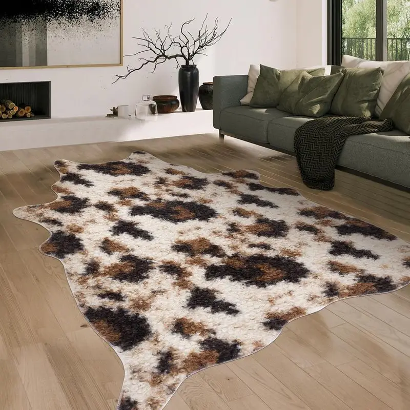 VIKAMA Western Style Faux Animal Skin Rug, Washable and Non-Slip, Living Room Sofa Mat, Bedroom Bedside Rug, Home Decor - view 2