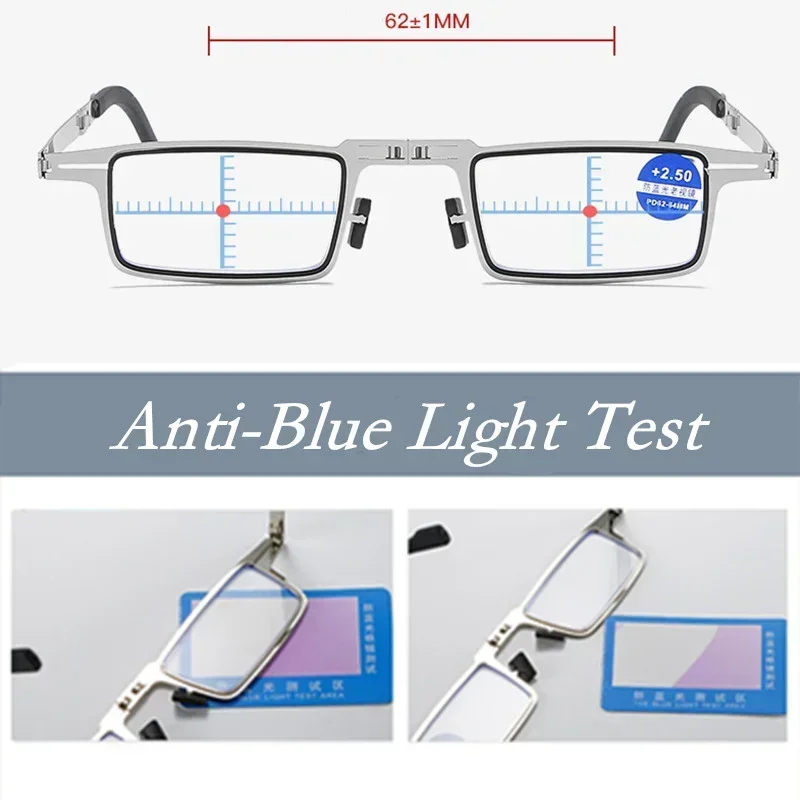 Steel Metal Folding Reading Glasses Hd Anti-blue Light Portable Fashionable Men's and Women's Reading Glasses Set Eyewear image 5