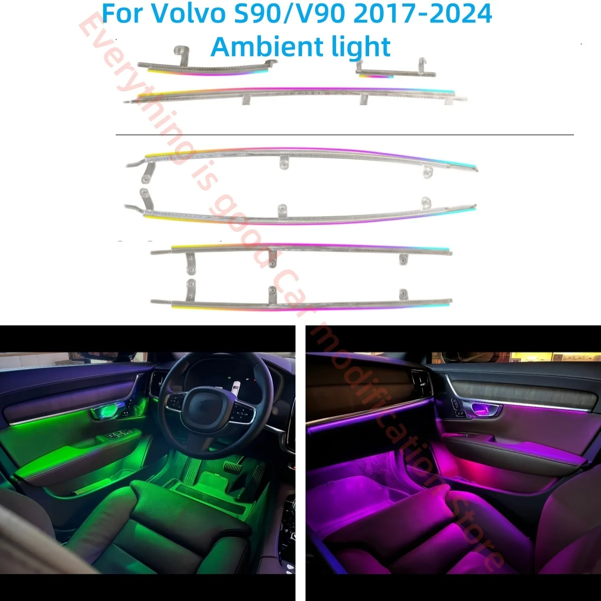 For Volvo S90 V90 2017+ 64-color Ambient Light Car interior lighting upgrade Car accessories RHD LHD Atmosphere lamp Foot lamp