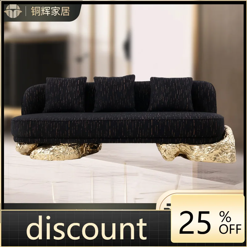 LH light luxury large apartment combination sofa high-end villa living room curved soft bag sofa
