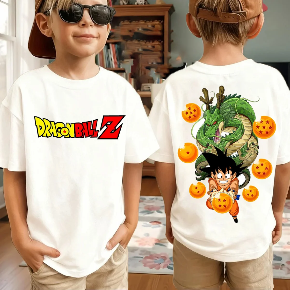 

Dragon Ball Anime T-Shirt Cotton Boy's Girl's T-Shirt Kids Short Sleeve Casual Loose Retro Tops White T Shirt Y2k Summer Tops