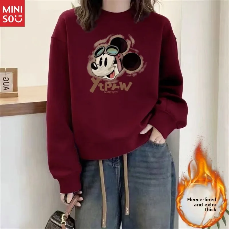 Disney American Vintage Sweatshirt, Plush Fleece Oversized Pullover for Women