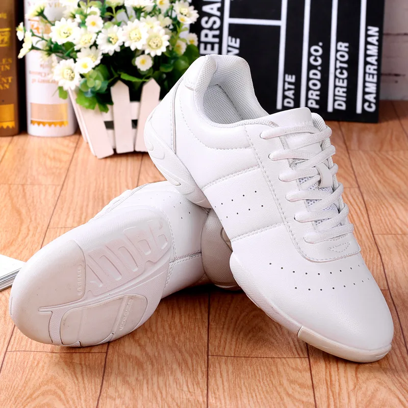 White Lace Up Dance Shoes Anti Slip Shock-Absorbing Fitness Dance Shoes Breathable Lightweight Training Sports Women's Shoes