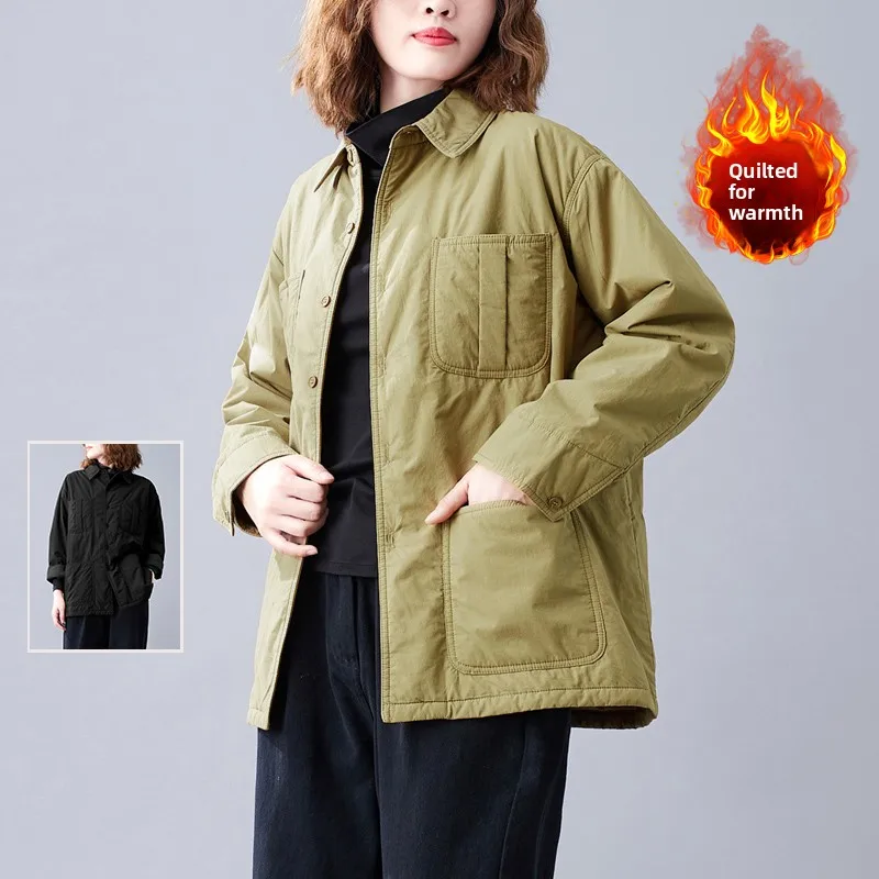 

Художественный однотонный хлопковый теплый кардиган, пальто большого размера, женский модный длинный воротник све, осень-зима