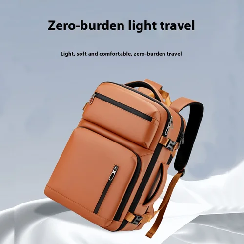 Imagen 2 del producto Mochila para portátil para ir al trabajo, ampliable, naranja premium, mochila informal impermeable, 15,6 pulgadas, mochila de viaje de gran capacidad