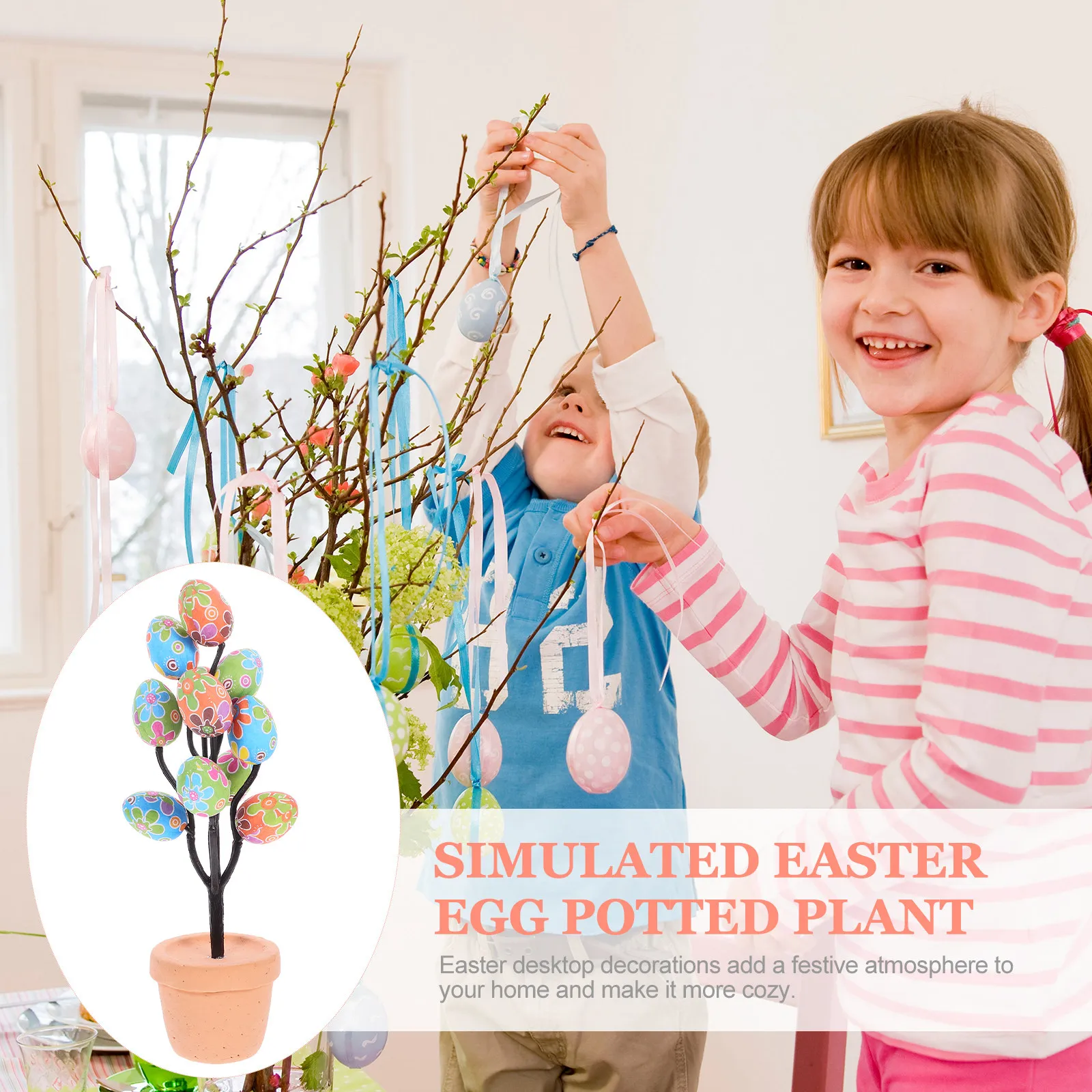 

Пасхальный мини-бонсай в виде яйца: стильное украшение для стола, миниатюрный декор для рабочего стола, праздничный декор для дома и вечеринок
