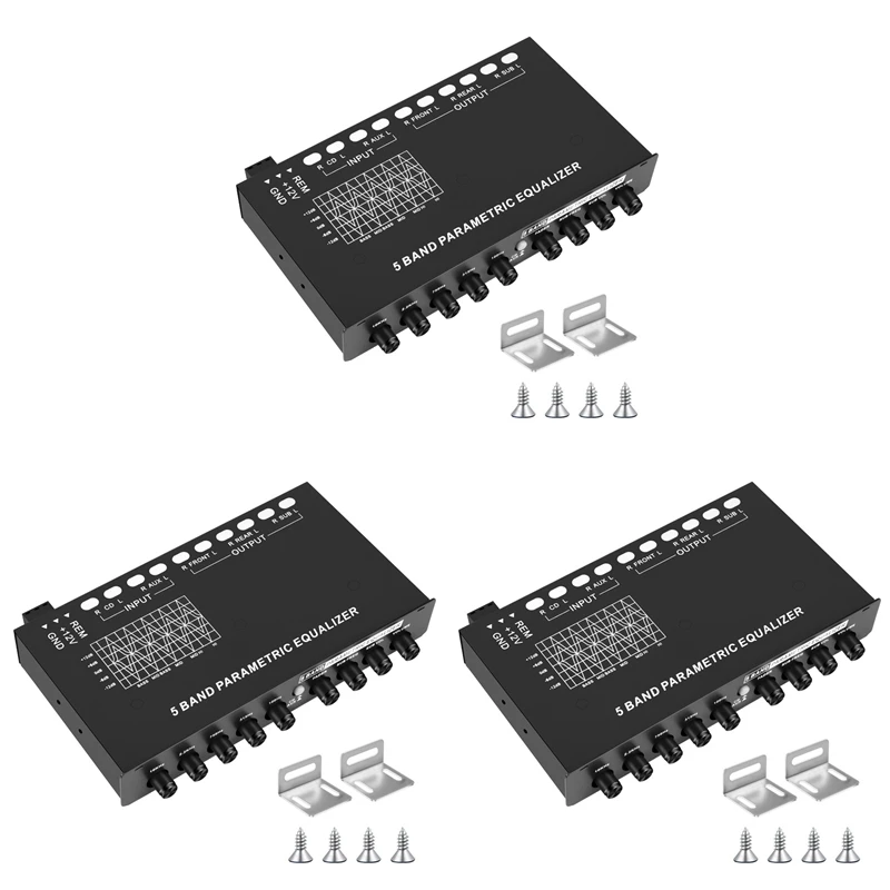 

3X 5-полосный автомобильный аудиоэквалайзер, регулируемый 5-полосный эквалайзер, автомобильный усилитель, графический эквалайзер с переключателем выбора входа CD/AUX