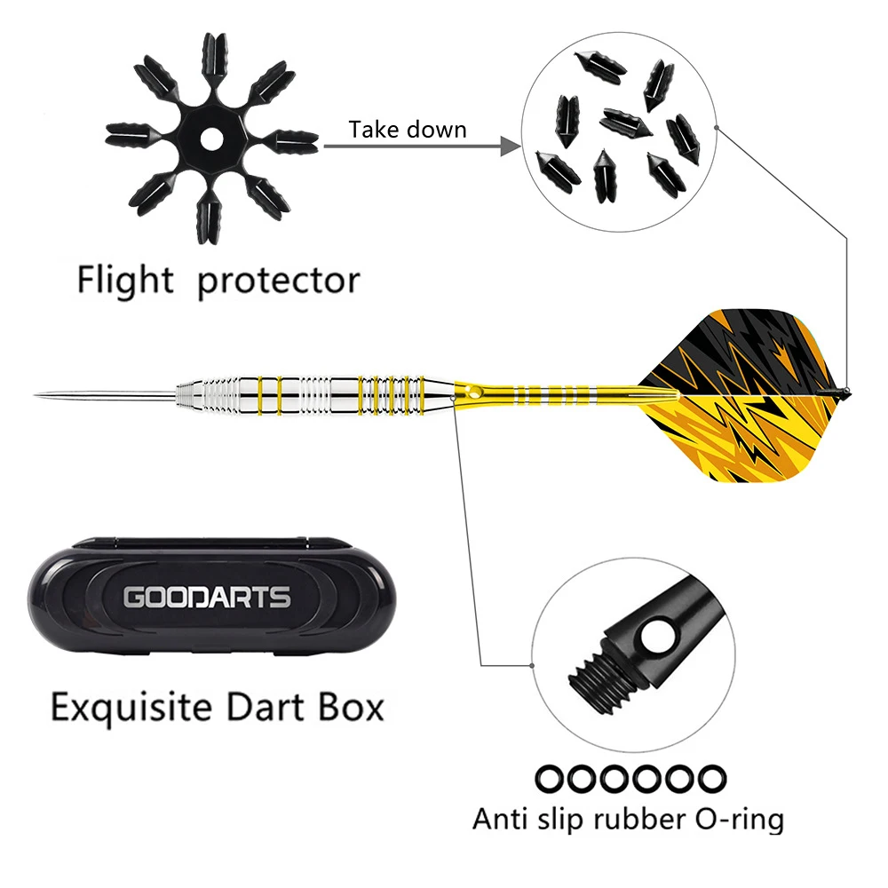 3 Purple Lightning Steel Tip Darts,Professional Competition&Training Darts,Anti-fall Aluminum Shafts with Storage Accessories