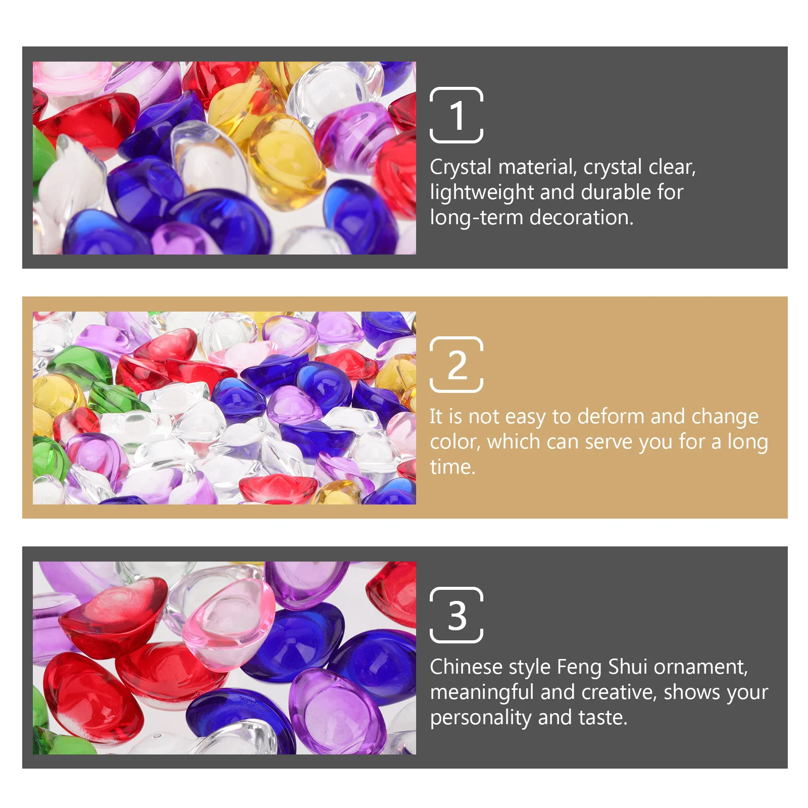 

1 set 1 Set Golden Ingot Yuan Bao Crystal Ingot Decors Feng Shui Ornament Desktop Decor For Office Home Wealth Lucky Gift Craft