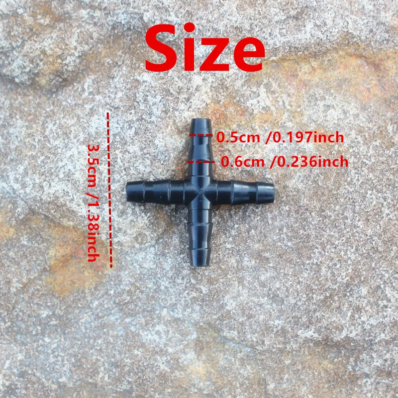 25PCS Irrigation Cross Connector 1/4 Inch Barbed 4-Way Quick Coupling Fitting for 4/7mm Hose Garden Watering Accessory