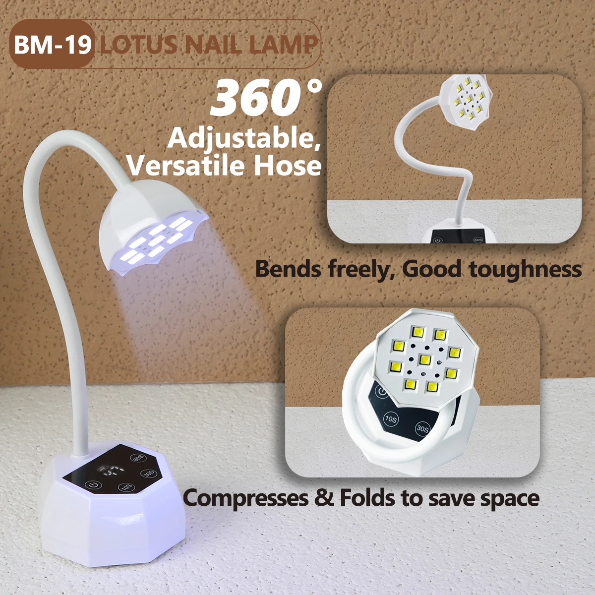 المهنية BM-19 قابلة للشحن الأشعة فوق البنفسجية LED مسمار مصباح، التجفيف السريع المحمولة السيارات الاستشعار ضوء ل هلام مسمار نصائح الغراء وعلاج الماس