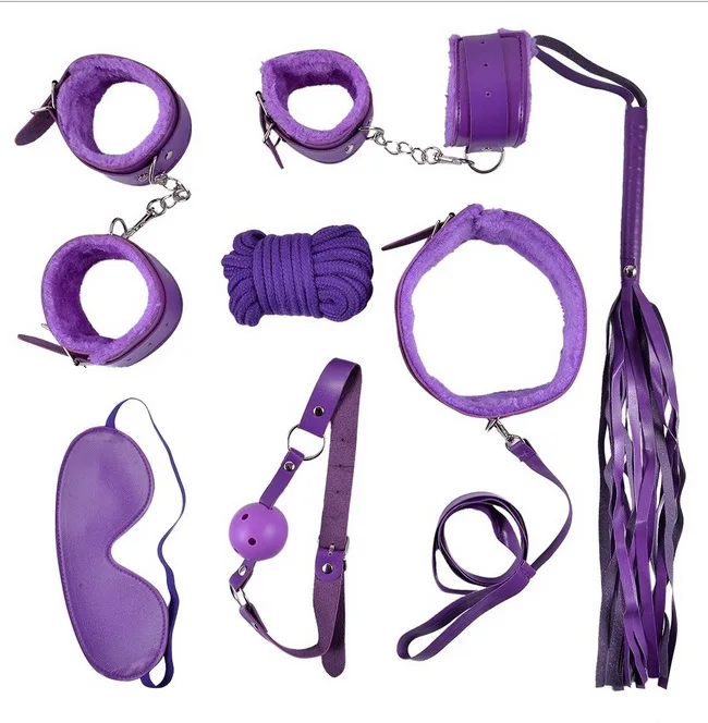 Sex Fun SM 7-pieces Set Plush Leather Adult Toys Bundled Bondage Alternative Couple Flirting Products Sex Toys
