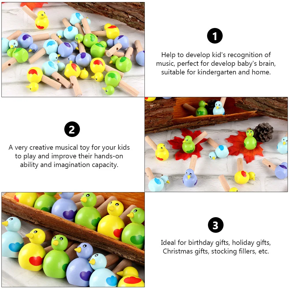 

4pcs Bird Whistle Wooden Animal Whistle For Musical Educational Creative Sound Maker Noise Gift For