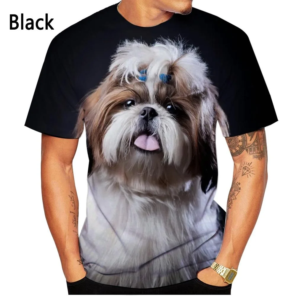 New Fashion Cute Shih Tzu Dog 3D Printed T-shirt Men\'s and Women\'s Summer Casual Short-sleeved Animal Shirt Top