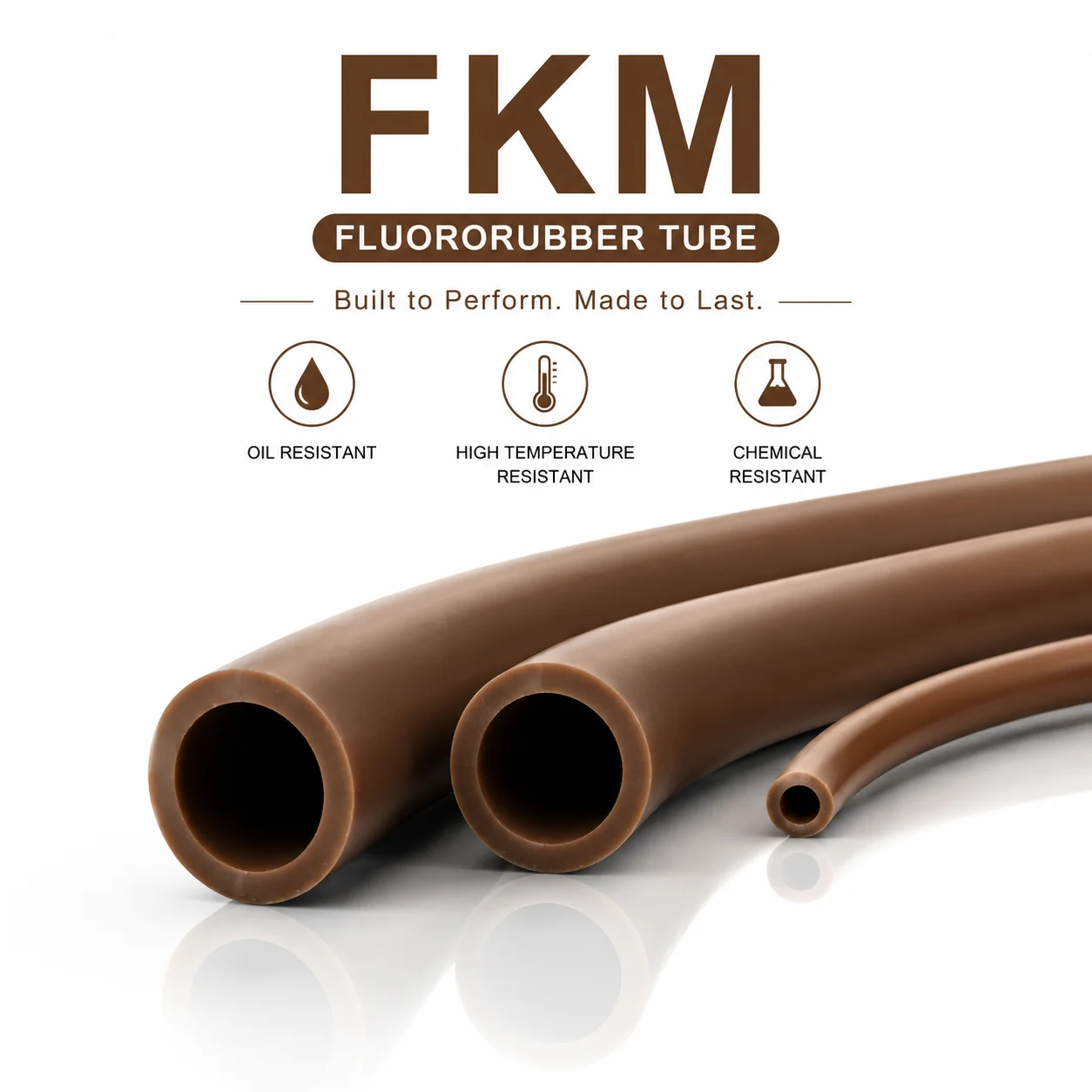 5M/2M/1M Aging Resistant Brown FKM Tube ID2~14mm Mechanical Instrument High Temperature Resistant Protective Rubber Tube