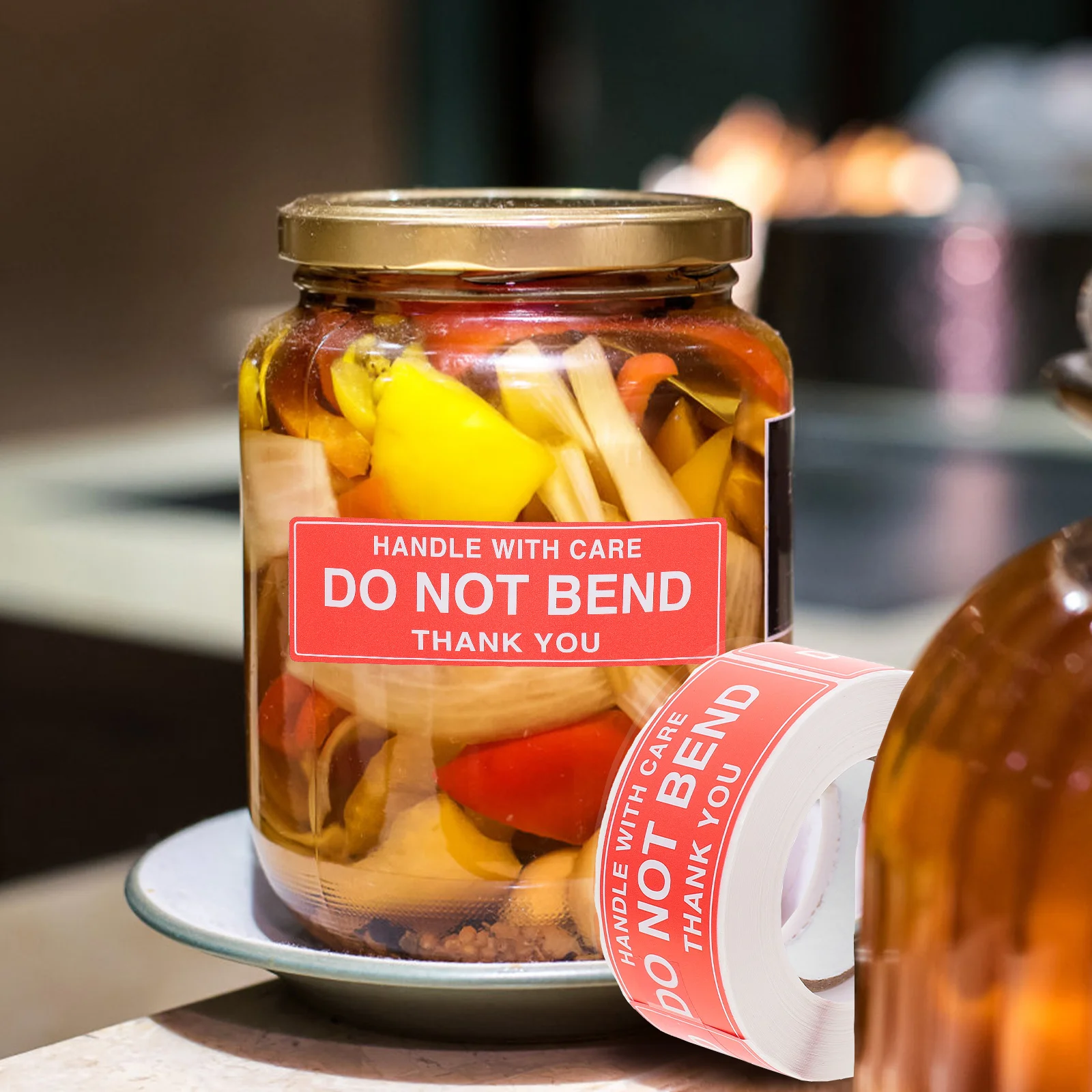 

2pcs 2 Rolls Do Not Bend Warning Sticker Shipping Label Self-Adhesive For Packaging Boxes Bags Glass Metal Surfaces Packaging