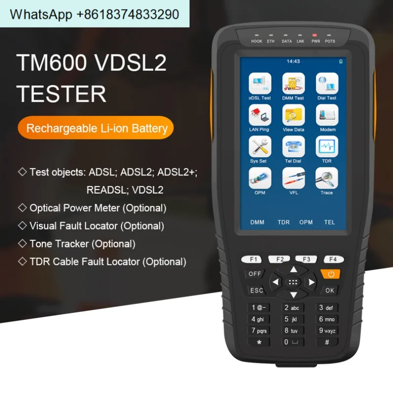Original TM-600 VDSL Test Line Tester English Machine (ADSL2 +/VDSL2/OPM/VFL/TDR)