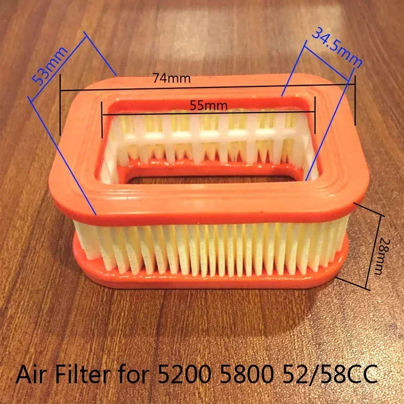 Substituição do filtro de ar de papel da motosserra da gasolina para 5200 5800 52/58cc peças de motosserras quintal jardim cortador de grama ferramenta filtro de ar