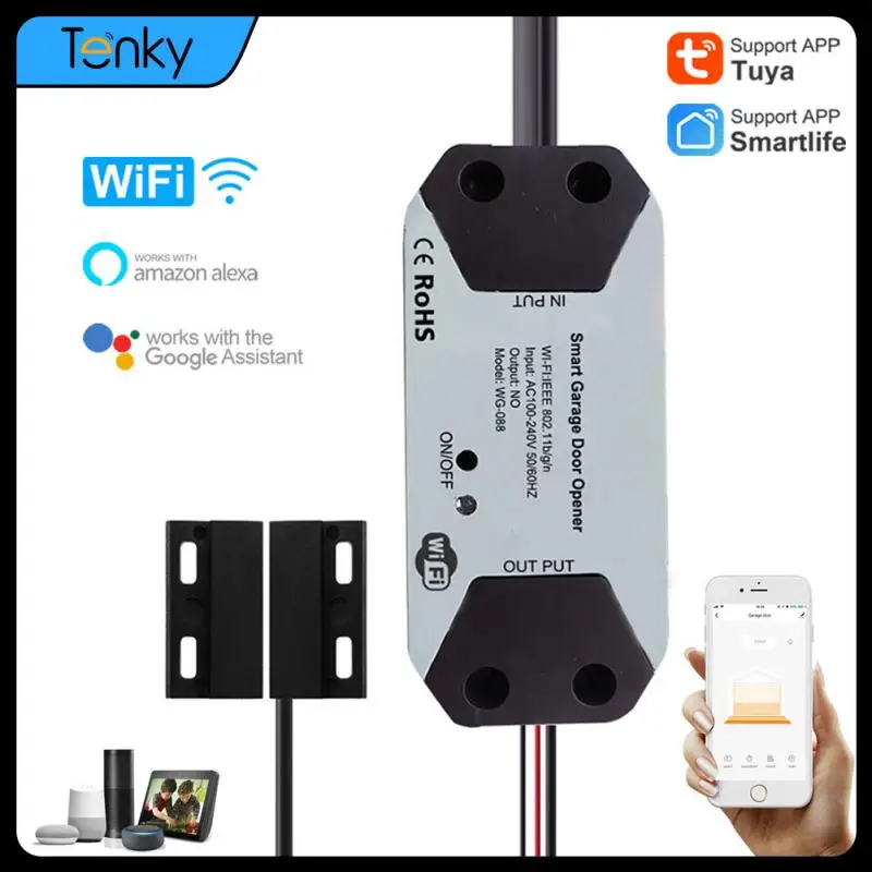 

Tenky Tuya WiFi Switch Smart Garage Door Opener Controller Work With Alexa Echo Google Home SmartLife APP Control No Hub Require