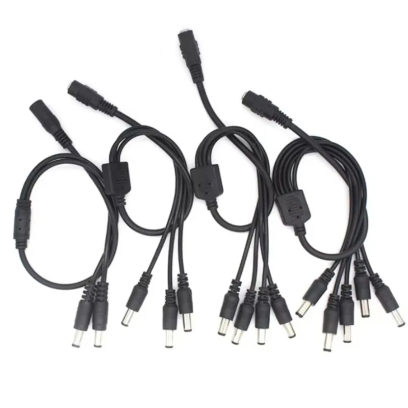 DC5.5* 2.1mm 1 to 2/3/4/5/6/8 Way DC Power Splitter Cable 5V 12V Power Adapter Connector Cord For LED Strip Lights CCTV Camera