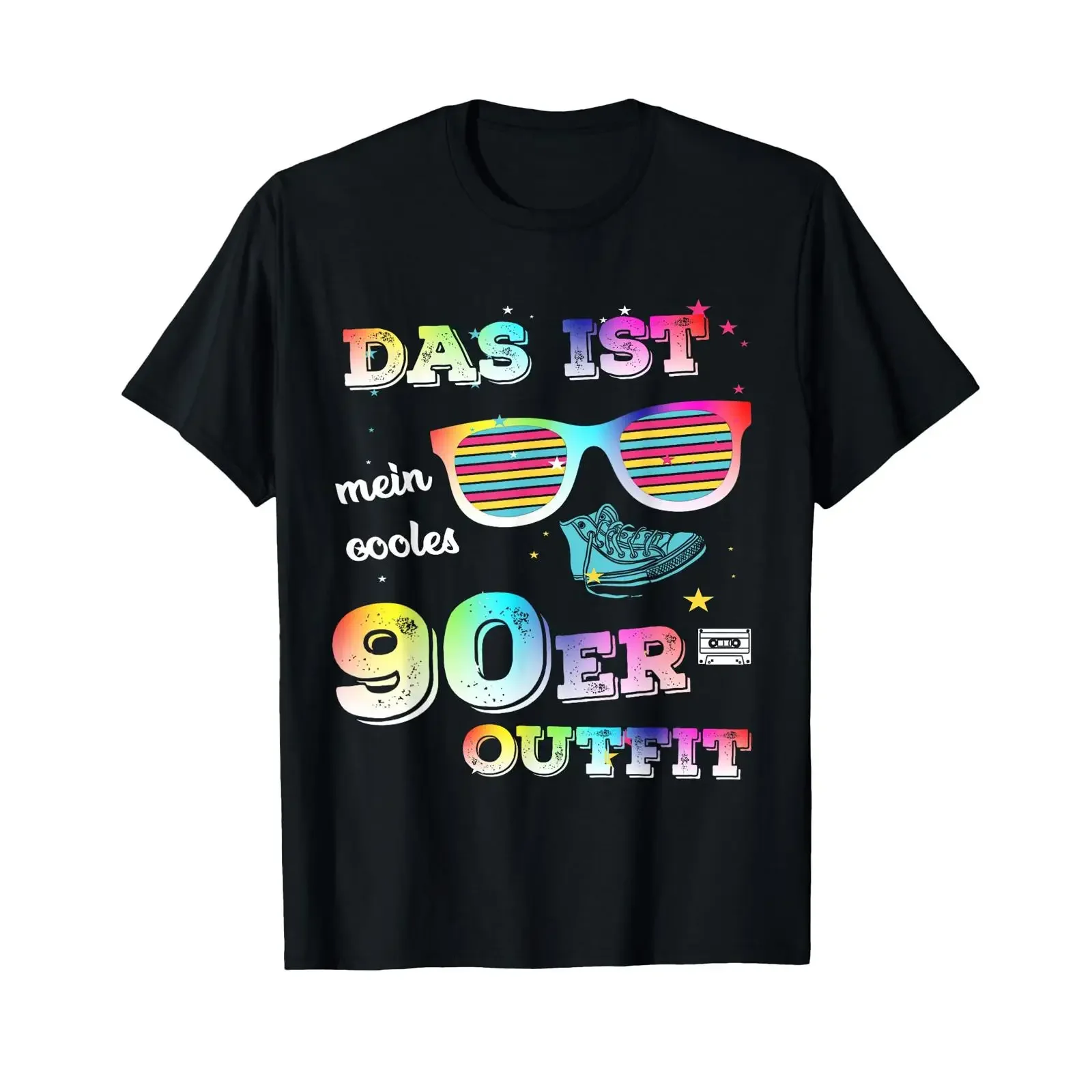 Das Ist Mein Cooles 90s Outfit T Shirt Retro Nineties black vintage Washed Versatile Stretched streetwear homme