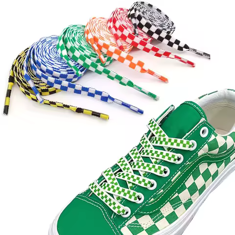 1 Pair Checkered Grid Shoelaces Super Quality Flat Shoe laces Shoelaces for Athletic Running Sneakers Shoes Boot Strings