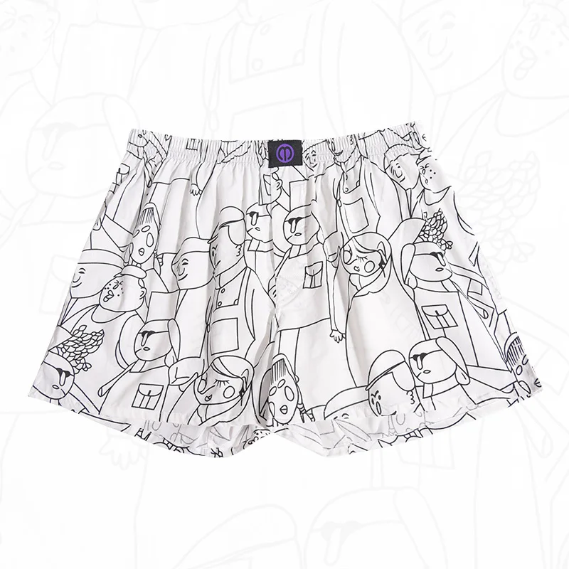 Pure Cotton Panties Cartoon Portrait For Men And Women Pattern Comfortable Breathable Shorts For Home Leisure