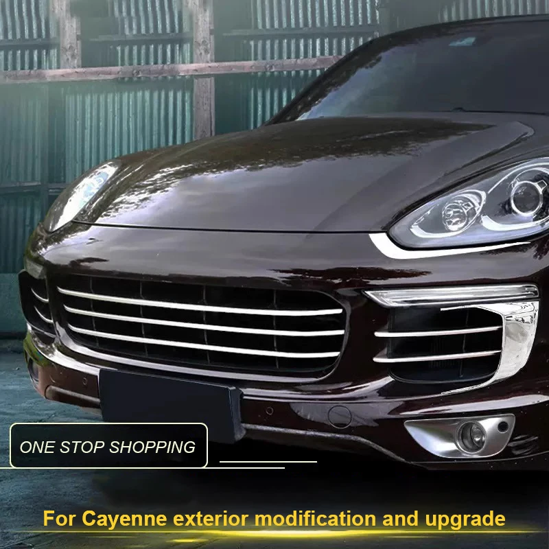

For Porsche Cayenne 2011 2012 2013 2014 2015 2016 2017 Car Front Middle Net Grille Frame Decorative Strip Exterior Modified