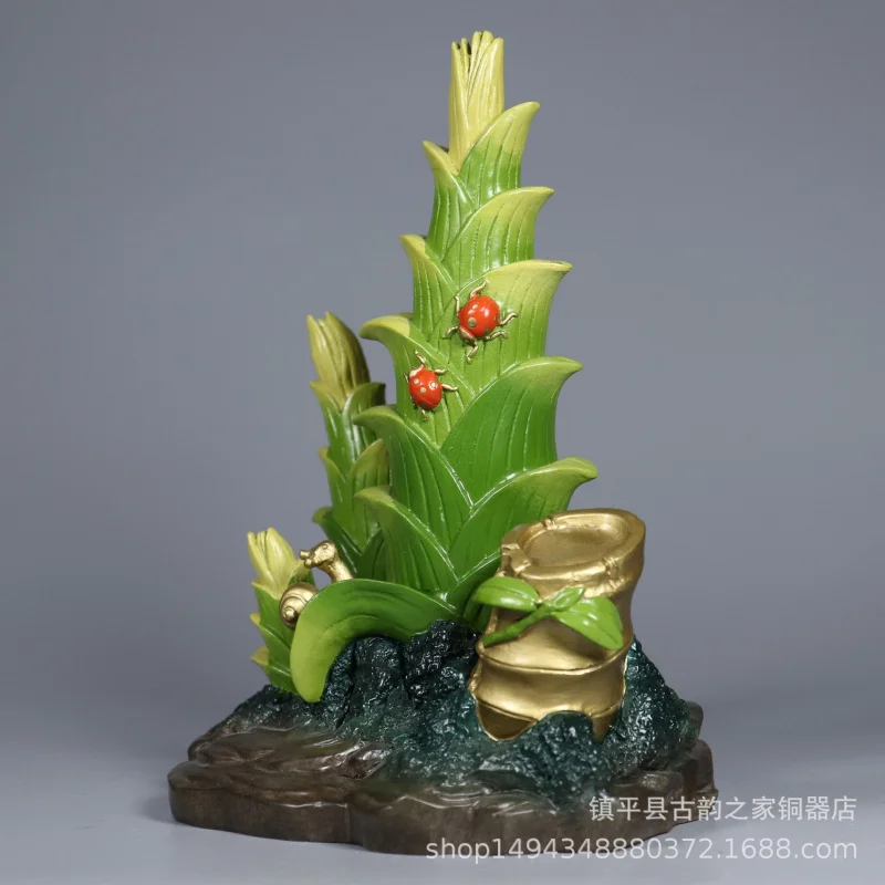 Hand-Painted Pure <Rising by Step> Home Decoration Colorful Copper Bamboo Shoots Opening Gift Display