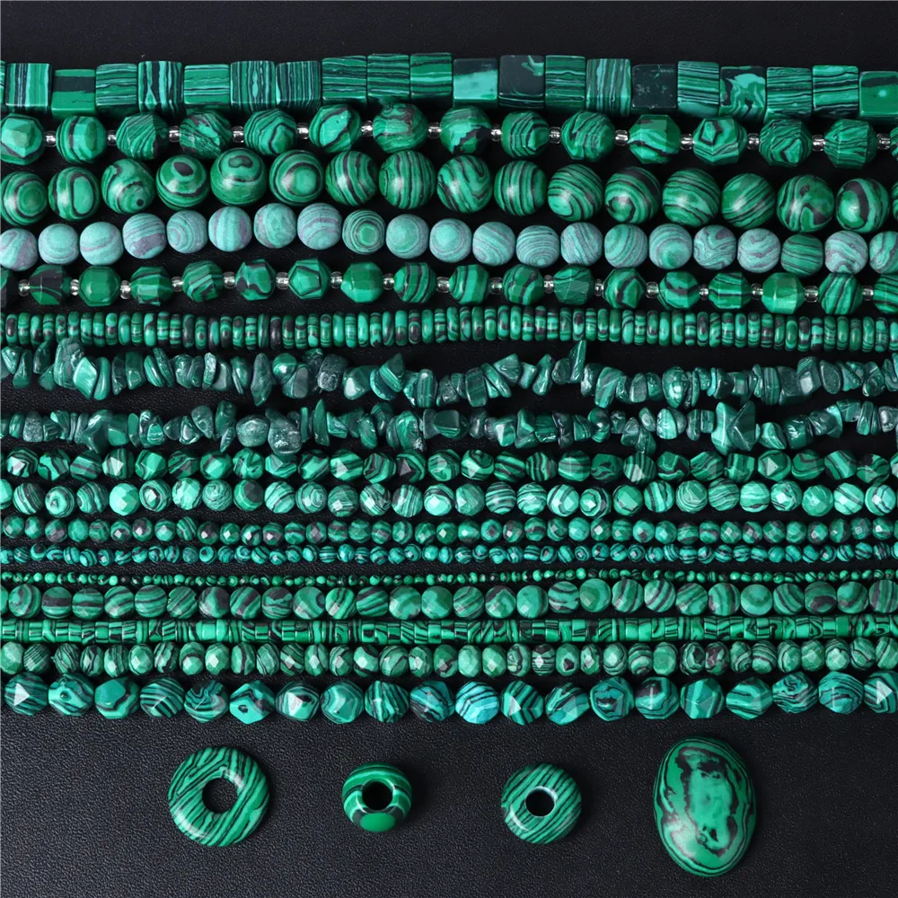 Various Synthesis Malachite Stone Bead Green Charm Round Irregular Shape Loose Beads For Jewelry Making Needlework Bracelet DIY