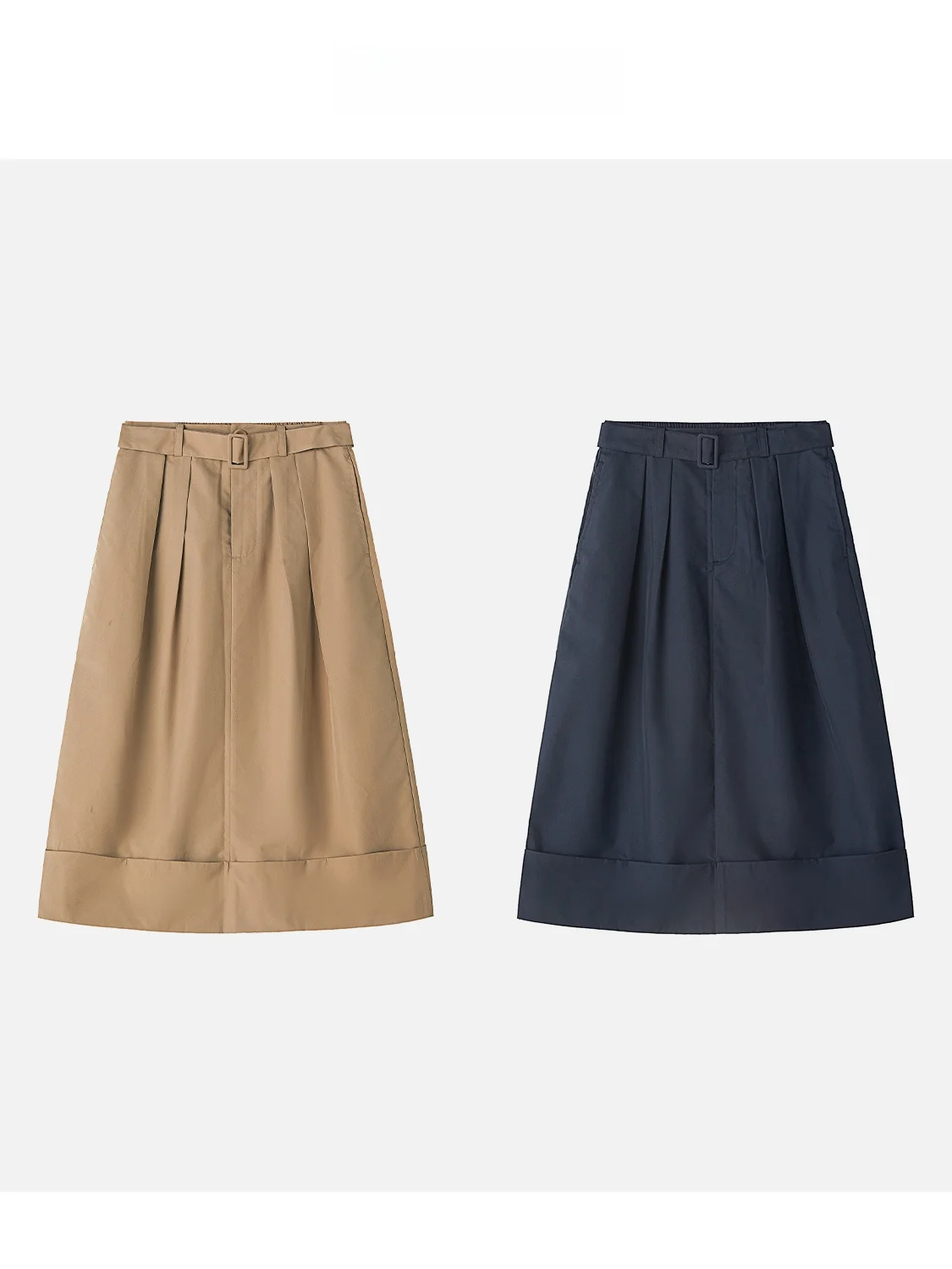 

Slimming Effect Workwear Half Skirt JINGJING2026 New Style 'Nights End' 100 Cotton Pleated Removable Waist Belt H-Shape