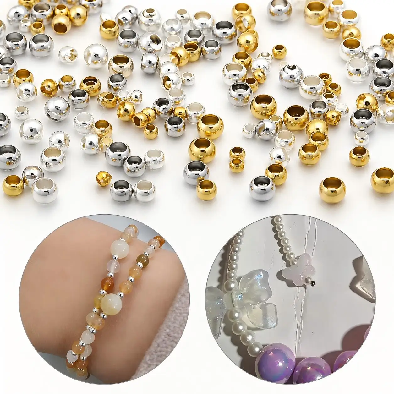 200-300pcs/lot Copper Plated Gold Stopper Spacer Beads Metal Positioning Beads for DIY Bracelet Necklace Jewelry Making Findings