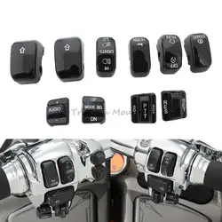 Schwarz Chrom Hand Control Schalter Gehäuse Caps Taste Abdeckung Für Harley Touring Road King Electra Straße Road Glide 1996-2013