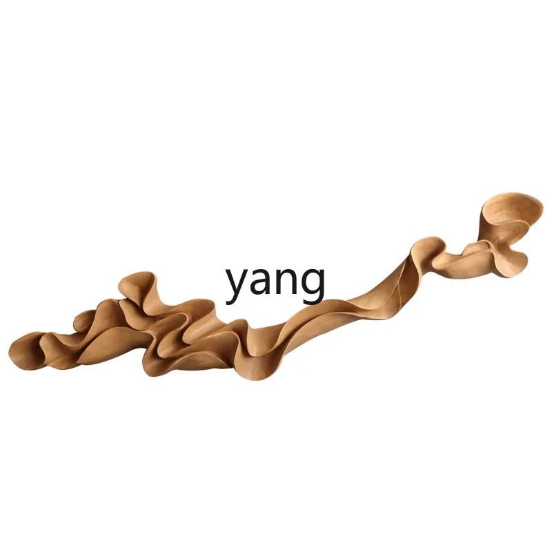 CX  large streamer wood carving hotel lobby sales department background wall decoration pendant