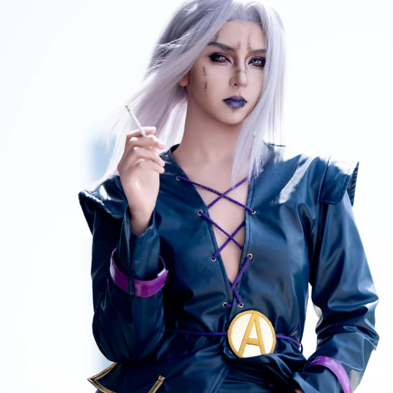 Moody Blues User Abbacchio Cosplay Costume JoJo Part 5 Wool Blend Blazer Leather Suspenders Cufflinks Set For Men Halloween view 6