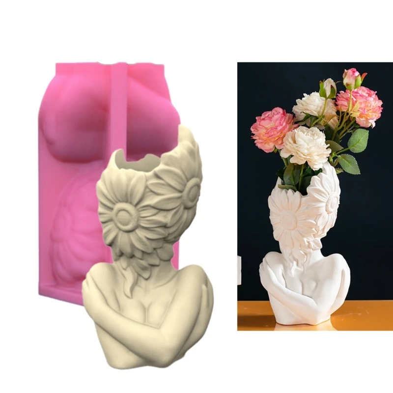 

Sexy Girl Vase Molds Unique Flowerpots Silicone Mould for Making Planter Flower Arrangement Resin Molds Home Decors