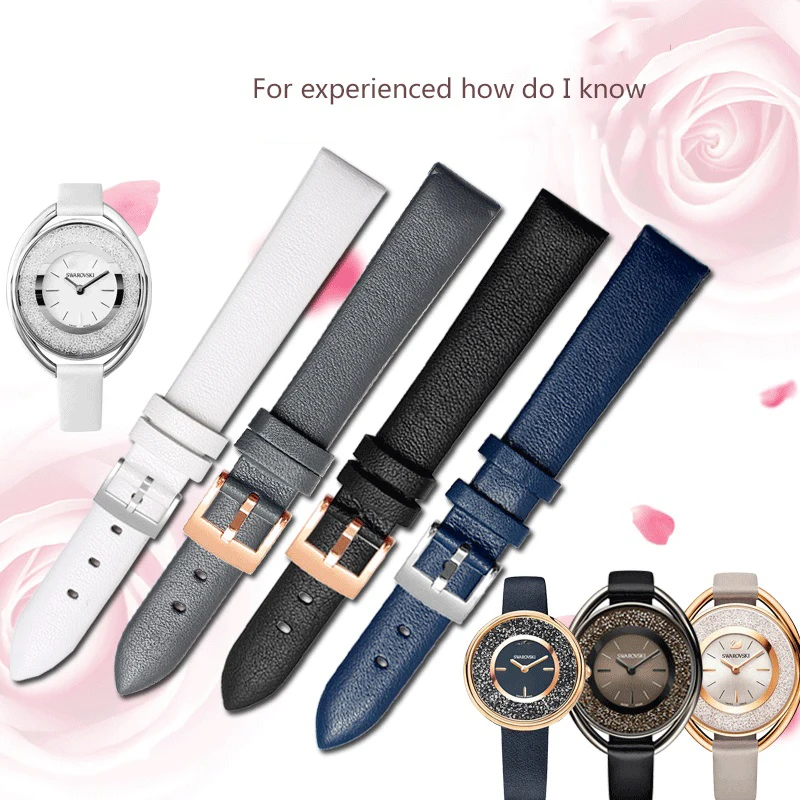 Genuine Leather Cowhide Watch Strap for Swarovski 5158972 Armani Fossil Series Women Watch Chain Plain Watchband 12mm 14mm 16mm