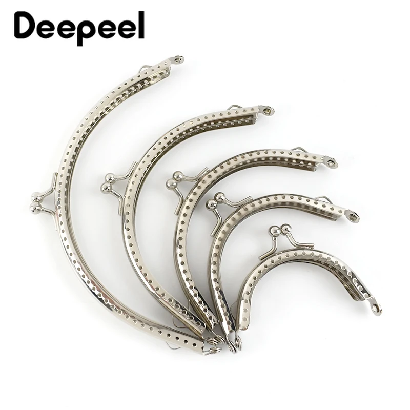 10Pcs 6.5-15.5cm Silver Handbag Handle Metal Frame Kiss Clasp Purse Replace Handles Wallet Brackets DIY Bags Part Accessories